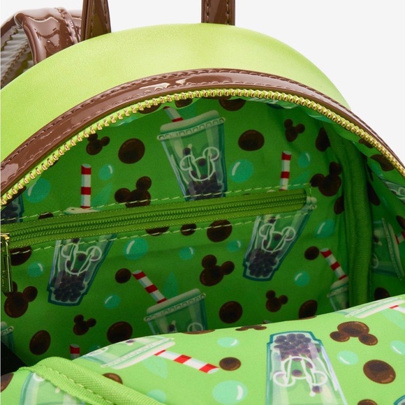New Loungefly Disney Mickey Mouse Green Tea Boba Mini Backpack. main image 5